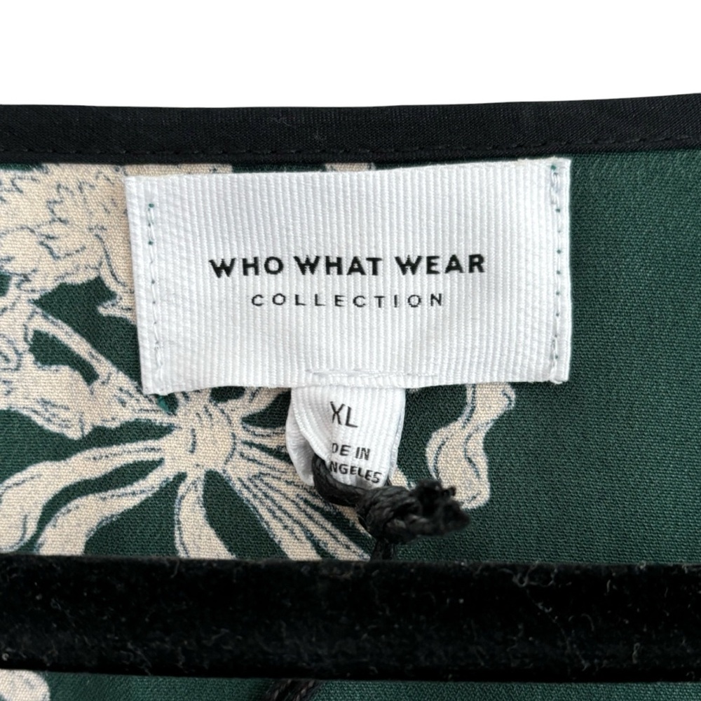 Who What Wear Kate Emerald Green Midi Dress Meadow Floral Size XL NWT - Picture 5 of 5